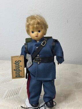 Vintage Springford Children of Civil War Collectible Doll Blue Uniform w 70s Tag